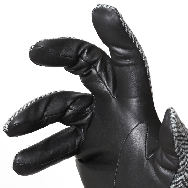  ハリスツイード(Harris Tweed) 日本製 手袋 メンズ 本革 レザー スマートフォン対応 スマホ グレー グレイ 灰色 ウール 手袋 グローブ タッチパネル 操作可能 プレゼント クリスマス ギフト ブランド化粧箱付き KURODA(クロダ)