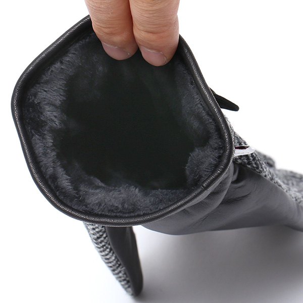  ハリスツイード(Harris Tweed) 日本製 手袋 メンズ 本革 レザー スマートフォン対応 スマホ グレー グレイ 灰色 ウール 手袋 グローブ タッチパネル 操作可能 プレゼント クリスマス ギフト ブランド化粧箱付き KURODA(クロダ)