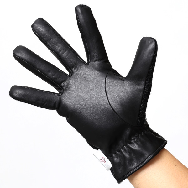  ハリスツイード(Harris Tweed) 日本製 手袋 メンズ 本革 レザー スマートフォン対応 スマホ グレー グレイ 灰色 ウール 手袋 グローブ タッチパネル 操作可能 プレゼント クリスマス ギフト ブランド化粧箱付き KURODA(クロダ)