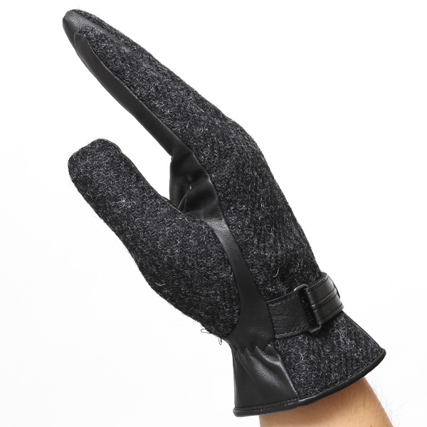  ハリスツイード(Harris Tweed) 日本製 手袋 メンズ 本革 レザー スマートフォン対応 スマホ グレー グレイ 灰色 ウール 手袋 グローブ タッチパネル 操作可能 プレゼント クリスマス ギフト ブランド化粧箱付き KURODA(クロダ)