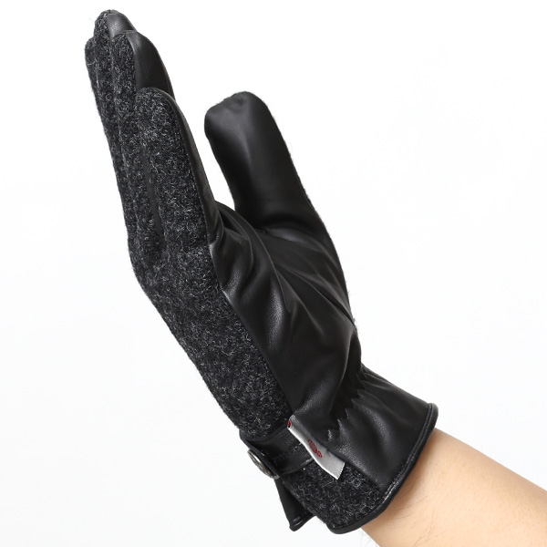  ハリスツイード(Harris Tweed) 日本製 手袋 メンズ 本革 レザー スマートフォン対応 スマホ グレー グレイ 灰色 ウール 手袋 グローブ タッチパネル 操作可能 プレゼント クリスマス ギフト ブランド化粧箱付き KURODA(クロダ)