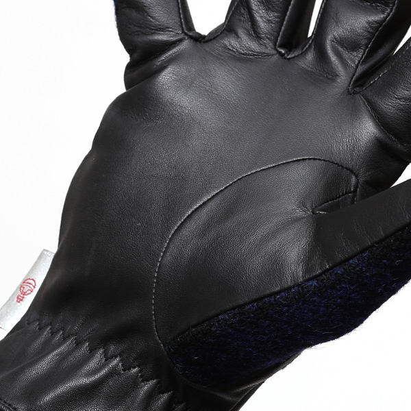  ハリスツイード(Harris Tweed) 日本製 手袋 メンズ 本革 レザー スマートフォン対応 スマホ ブルー ネイビー 青色 ウール 手袋 グローブ タッチパネル 操作可能 プレゼント クリスマス ギフト ブランド化粧箱付き KURODA(クロダ)