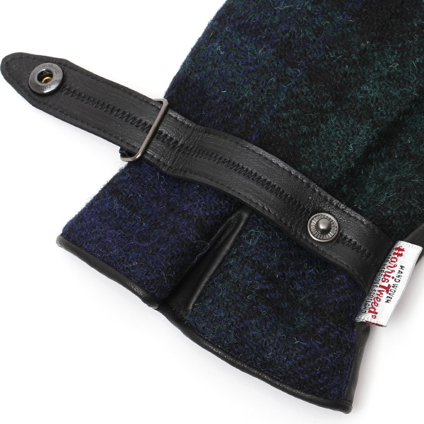  ハリスツイード(Harris Tweed) 日本製 手袋 メンズ 本革 レザー スマートフォン対応 スマホ ブルー ネイビー 青色 ウール 手袋 グローブ タッチパネル 操作可能 プレゼント クリスマス ギフト ブランド化粧箱付き KURODA(クロダ)