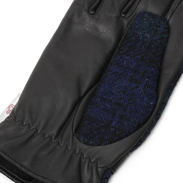  ハリスツイード(Harris Tweed) 日本製 手袋 メンズ 本革 レザー スマートフォン対応 スマホ ブルー ネイビー 青色 ウール 手袋 グローブ タッチパネル 操作可能 プレゼント クリスマス ギフト ブランド化粧箱付き KURODA(クロダ)