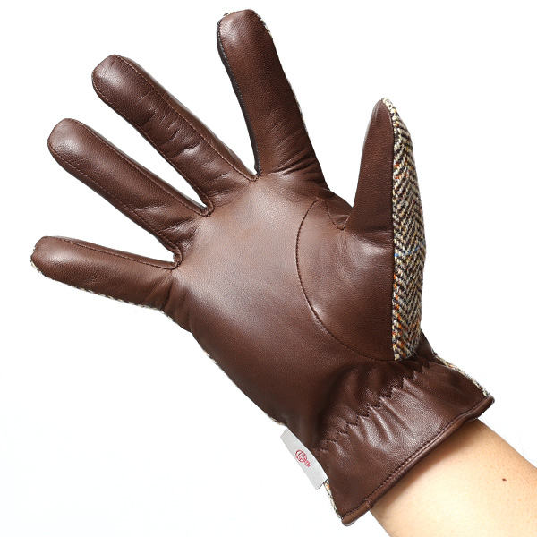 ハリスツイード(Harris Tweed) 日本製 手袋 メンズ 本革 レザー スマートフォン対応 スマホ ベージュ 肌色 ウール 手袋 グローブ タッチパネル 操作可能 プレゼント クリスマス ギフト ブランド化粧箱付き KURODA(クロダ)