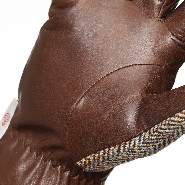 ハリスツイード(Harris Tweed) 日本製 手袋 メンズ 本革 レザー スマートフォン対応 スマホ ベージュ 肌色 ウール 手袋 グローブ タッチパネル 操作可能 プレゼント クリスマス ギフト ブランド化粧箱付き KURODA(クロダ)