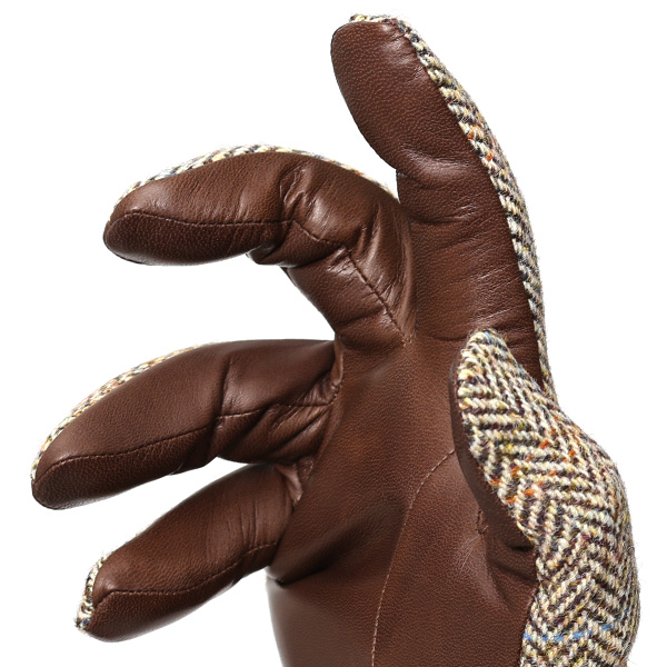 ハリスツイード(Harris Tweed) 日本製 手袋 メンズ 本革 レザー スマートフォン対応 スマホ ベージュ 肌色 ウール 手袋 グローブ タッチパネル 操作可能 プレゼント クリスマス ギフト ブランド化粧箱付き KURODA(クロダ)