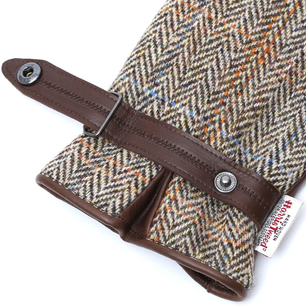 ハリスツイード(Harris Tweed) 日本製 手袋 メンズ 本革 レザー スマートフォン対応 スマホ ベージュ 肌色 ウール 手袋 グローブ タッチパネル 操作可能 プレゼント クリスマス ギフト ブランド化粧箱付き KURODA(クロダ)