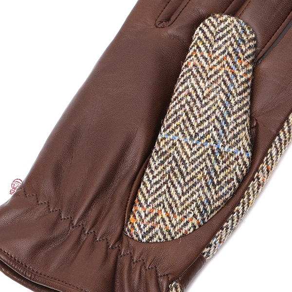 ハリスツイード(Harris Tweed) 日本製 手袋 メンズ 本革 レザー スマートフォン対応 スマホ ベージュ 肌色 ウール 手袋 グローブ タッチパネル 操作可能 プレゼント クリスマス ギフト ブランド化粧箱付き KURODA(クロダ)