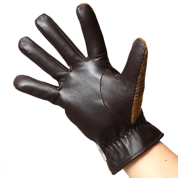  ハリスツイード(Harris Tweed) 日本製 手袋 メンズ 本革 レザー スマートフォン対応 スマホ イエロー 黄色 ウール 手袋 グローブ タッチパネル 操作可能 プレゼント クリスマス ギフト ブランド化粧箱付き KURODA(クロダ)