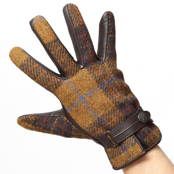 ハリスツイード(Harris Tweed) 日本製 手袋 メンズ 本革 レザー スマートフォン対応 スマホ イエロー 黄色 ウール 手袋 グローブ タッチパネル 操作可能 プレゼント クリスマス ギフト ブランド化粧箱付き KURODA(クロダ)