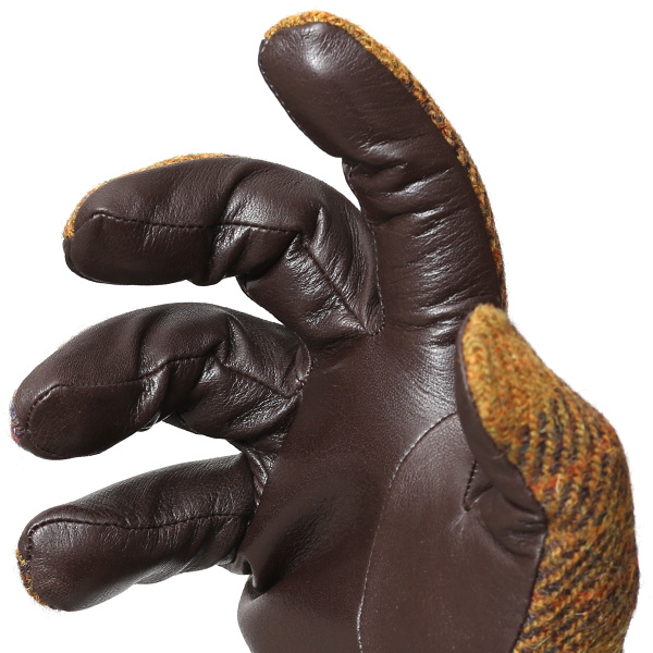  ハリスツイード(Harris Tweed) 日本製 手袋 メンズ 本革 レザー スマートフォン対応 スマホ イエロー 黄色 ウール 手袋 グローブ タッチパネル 操作可能 プレゼント クリスマス ギフト ブランド化粧箱付き KURODA(クロダ)