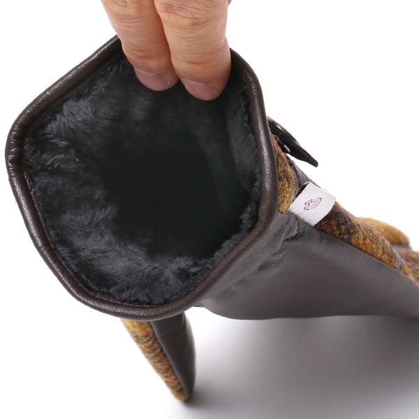  ハリスツイード(Harris Tweed) 日本製 手袋 メンズ 本革 レザー スマートフォン対応 スマホ イエロー 黄色 ウール 手袋 グローブ タッチパネル 操作可能 プレゼント クリスマス ギフト ブランド化粧箱付き KURODA(クロダ)