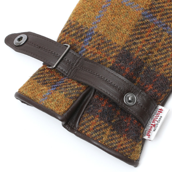  ハリスツイード(Harris Tweed) 日本製 手袋 メンズ 本革 レザー スマートフォン対応 スマホ イエロー 黄色 ウール 手袋 グローブ タッチパネル 操作可能 プレゼント クリスマス ギフト ブランド化粧箱付き KURODA(クロダ)