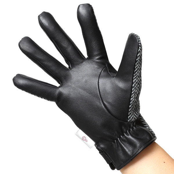  ハリスツイード 手袋 メンズ 日本製 本革 スマホ操作可能 グレー グレイ 灰色 スマートフォン対応 ウール レザー グローブ タッチパネル プレゼント クリスマス ギフト ブランド化粧箱付き KURODA(クロダ)