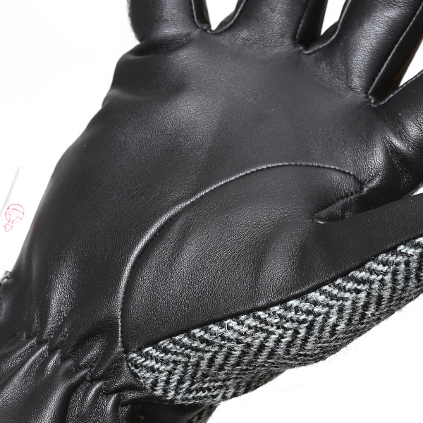  ハリスツイード 手袋 メンズ 日本製 本革 スマホ操作可能 グレー グレイ 灰色 スマートフォン対応 ウール レザー グローブ タッチパネル プレゼント クリスマス ギフト ブランド化粧箱付き KURODA(クロダ)