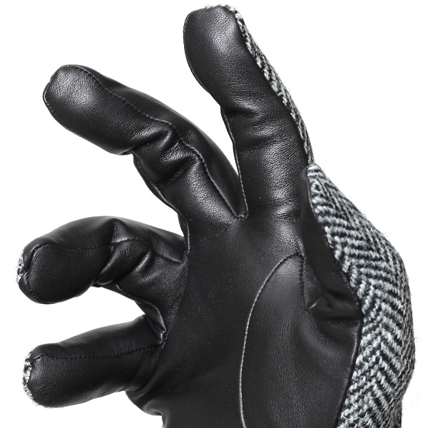  ハリスツイード 手袋 メンズ 日本製 本革 スマホ操作可能 グレー グレイ 灰色 スマートフォン対応 ウール レザー グローブ タッチパネル プレゼント クリスマス ギフト ブランド化粧箱付き KURODA(クロダ)