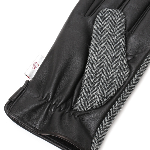  ハリスツイード 手袋 メンズ 日本製 本革 スマホ操作可能 グレー グレイ 灰色 スマートフォン対応 ウール レザー グローブ タッチパネル プレゼント クリスマス ギフト ブランド化粧箱付き KURODA(クロダ)