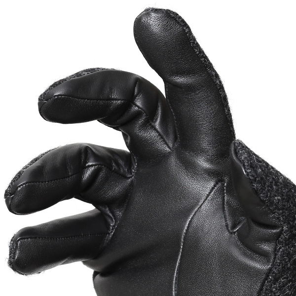  ハリスツイード 手袋 メンズ 日本製 本革 スマホ操作可能 グレー グレイ 灰色 スマートフォン対応 ウール レザー グローブ タッチパネル プレゼント クリスマス ギフト ブランド化粧箱付き KURODA(クロダ)