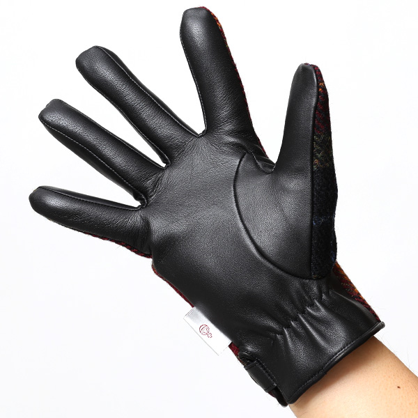  ハリスツイード 手袋 メンズ 日本製 本革 スマホ操作可能 グリーン 緑色 スマートフォン対応 ウール レザー グローブ タッチパネル プレゼント クリスマス ギフト ブランド化粧箱付き KURODA(クロダ)