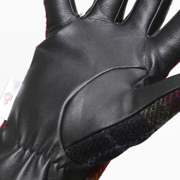  ハリスツイード 手袋 メンズ 日本製 本革 スマホ操作可能 グリーン 緑色 スマートフォン対応 ウール レザー グローブ タッチパネル プレゼント クリスマス ギフト ブランド化粧箱付き KURODA(クロダ)