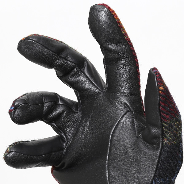  ハリスツイード 手袋 メンズ 日本製 本革 スマホ操作可能 グリーン 緑色 スマートフォン対応 ウール レザー グローブ タッチパネル プレゼント クリスマス ギフト ブランド化粧箱付き KURODA(クロダ)