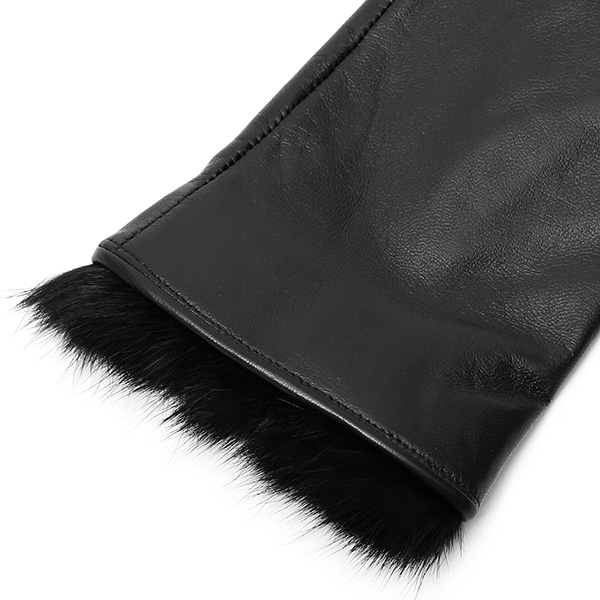  KURODA(クロダ) 手袋 レディース 本革 レザー 日本製 ベンベルグ(キュプラ)裏地 ラビットファー ブラック 黒 黒色 かわいい 高級 おしゃれ 大人 女性 プレゼント クリスマス 誕生日 ギフト 1万円 羊革 ラムスキン 皮 てぶくろ