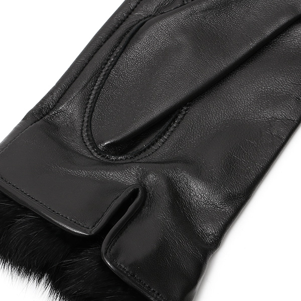  KURODA(クロダ) 手袋 レディース 本革 レザー 日本製 ベンベルグ(キュプラ)裏地 ラビットファー ブラック 黒 黒色 かわいい 高級 おしゃれ 大人 女性 プレゼント クリスマス 誕生日 ギフト 1万円 羊革 ラムスキン 皮 てぶくろ