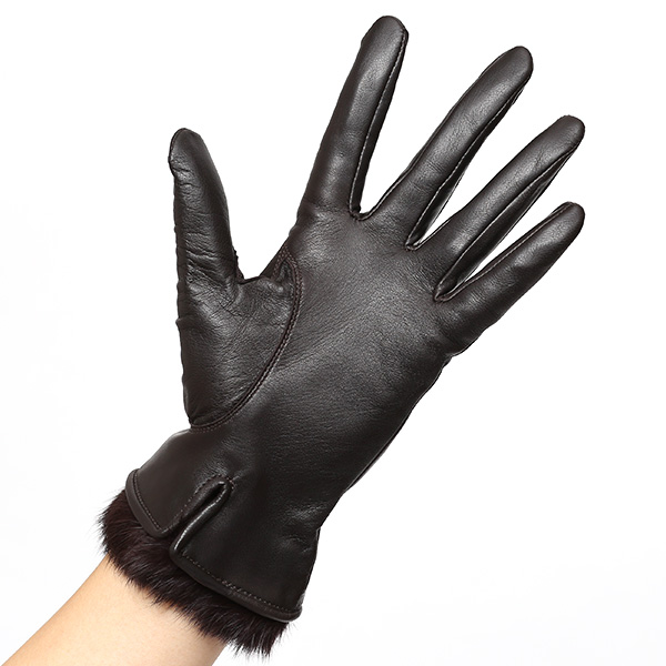  KURODA(クロダ) 手袋 レディース 本革 レザー 日本製 ベンベルグ(キュプラ)裏地 ラビットファー ダークブラウン ブラウン 茶 茶色 かわいい 高級 おしゃれ 大人 女性 プレゼント クリスマス 誕生日 ギフト 1万円 羊革 ラムスキン 皮 てぶくろ