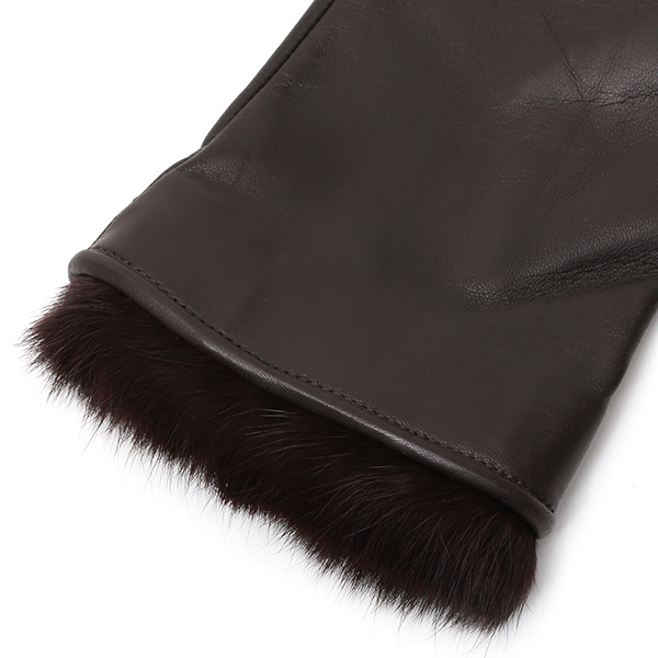  KURODA(クロダ) 手袋 レディース 本革 レザー 日本製 ベンベルグ(キュプラ)裏地 ラビットファー ダークブラウン ブラウン 茶 茶色 かわいい 高級 おしゃれ 大人 女性 プレゼント クリスマス 誕生日 ギフト 1万円 羊革 ラムスキン 皮 てぶくろ