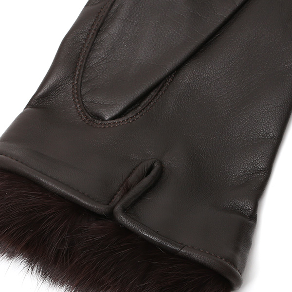  KURODA(クロダ) 手袋 レディース 本革 レザー 日本製 ベンベルグ(キュプラ)裏地 ラビットファー ダークブラウン ブラウン 茶 茶色 かわいい 高級 おしゃれ 大人 女性 プレゼント クリスマス 誕生日 ギフト 1万円 羊革 ラムスキン 皮 てぶくろ