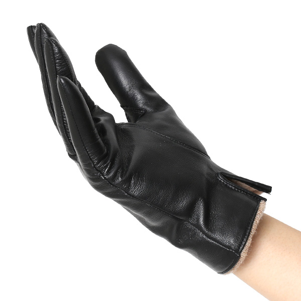  KURODA(クロダ) 手袋 レディース ブランド 本革 レザー 日本製 カシミヤ混裏地 ブラック 黒 黒色 暖かい シンプル かわいい 大人 女性 プレゼント クリスマス 誕生日 ギフト 羊革 ラムスキン 皮 てぶくろ
