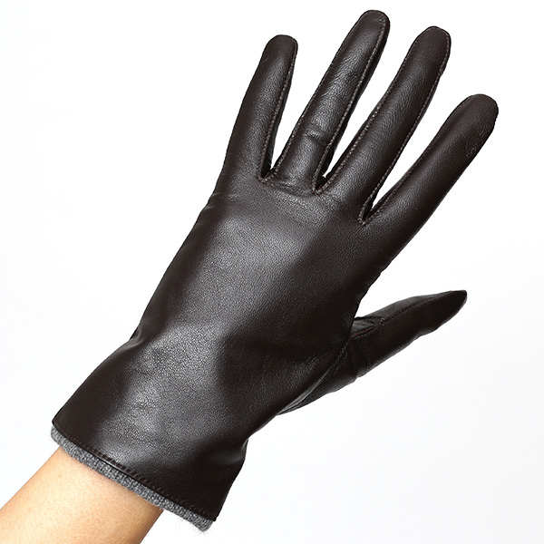  KURODA(クロダ) 手袋 レディース ブランド 本革 レザー 日本製 カシミヤ混裏地 ダークブラウン ブラウン 茶 茶色 暖かい シンプル かわいい 大人 女性 プレゼント クリスマス 誕生日 ギフト 羊革 ラムスキン 皮 てぶくろ