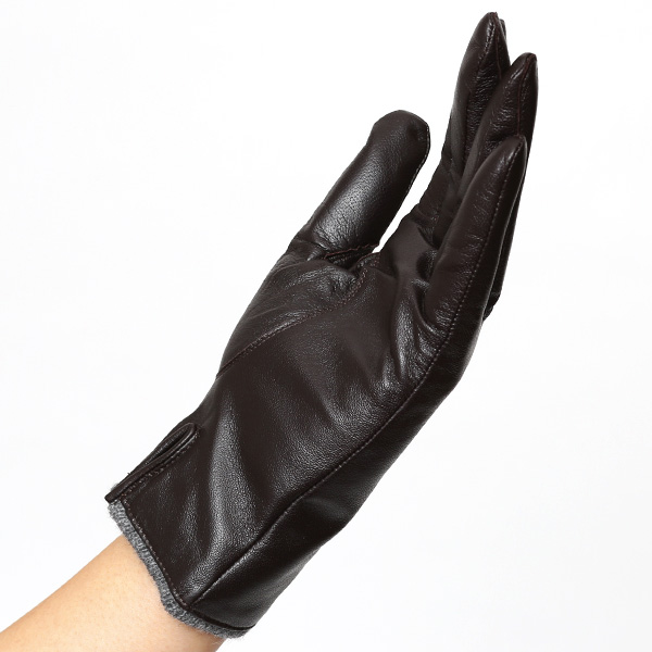  KURODA(クロダ) 手袋 レディース ブランド 本革 レザー 日本製 カシミヤ混裏地 ダークブラウン ブラウン 茶 茶色 暖かい シンプル かわいい 大人 女性 プレゼント クリスマス 誕生日 ギフト 羊革 ラムスキン 皮 てぶくろ