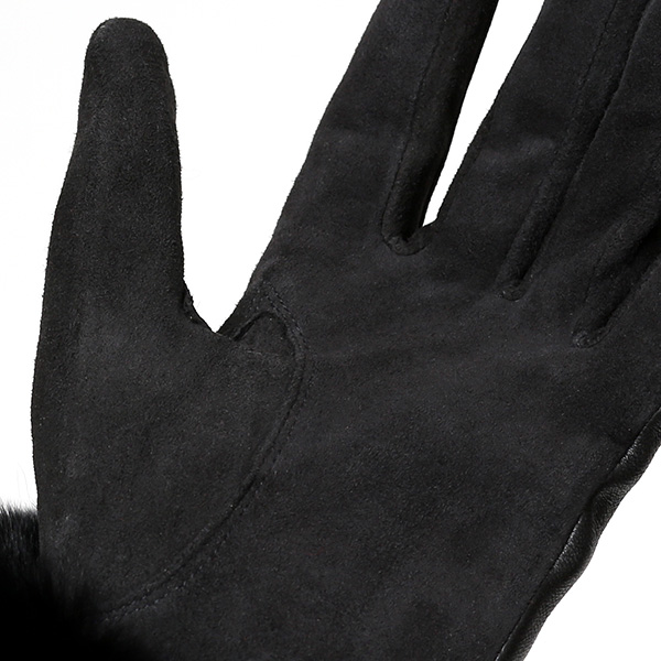  KURODA(クロダ) レディース 革手袋 本革 レザー 日本製 ラビットファー ベンベルグ(キュプラ)裏地 ブラック 黒 黒色 かわいい 高級 おしゃれ 大人 女性 結婚式 パーティー ドレス ファー付き 羊革 皮 てぶくろ