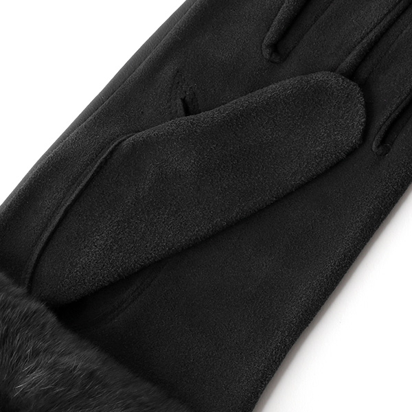  KURODA(クロダ) レディース 革手袋 本革 レザー 日本製 ラビットファー ベンベルグ(キュプラ)裏地 ブラック 黒 黒色 かわいい 高級 おしゃれ 大人 女性 結婚式 パーティー ドレス ファー付き 羊革 皮 てぶくろ