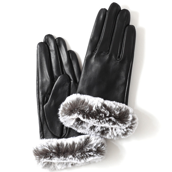 KURODA(クロダ) 羊革 レディース 手袋 ブラック/グレー