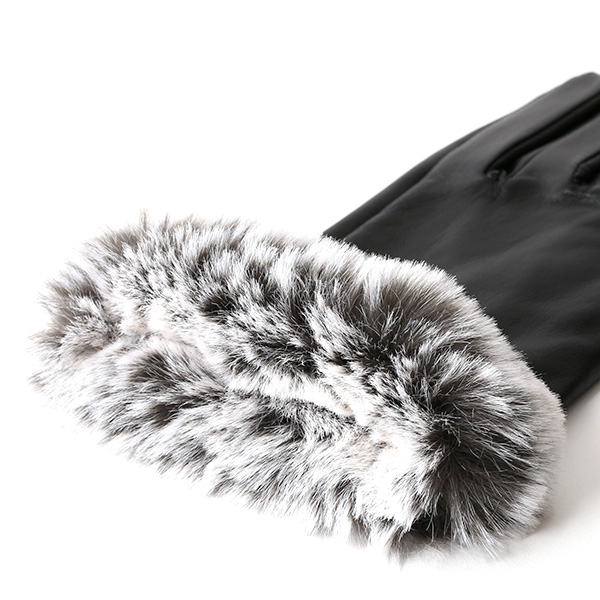  【ブランド化粧箱付き】 KURODA(クロダ) ファー付き 革手袋 ブランド レザー 本革 レディース スマホ対応 ブラック 黒 黒色 暖かい かわいい 高級 おしゃれ 大人 女性 プレゼント クリスマス 誕生日 ギフト 羊革 ラムスキン 皮 てぶくろ