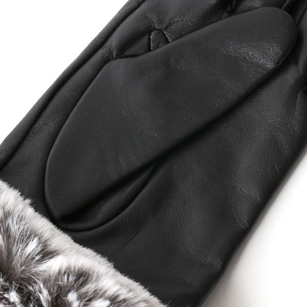  【ブランド化粧箱付き】 KURODA(クロダ) ファー付き 革手袋 ブランド レザー 本革 レディース スマホ対応 ブラック 黒 黒色 暖かい かわいい 高級 おしゃれ 大人 女性 プレゼント クリスマス 誕生日 ギフト 羊革 ラムスキン 皮 てぶくろ