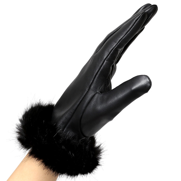  【ブランド化粧箱付き】 KURODA(クロダ) ファー付き 革手袋 ブランド レザー 本革 レディース スマホ対応 ブラック 黒 黒色 暖かい かわいい 高級 おしゃれ 大人 女性 プレゼント クリスマス 誕生日 ギフト 羊革 ラムスキン 皮 てぶくろ