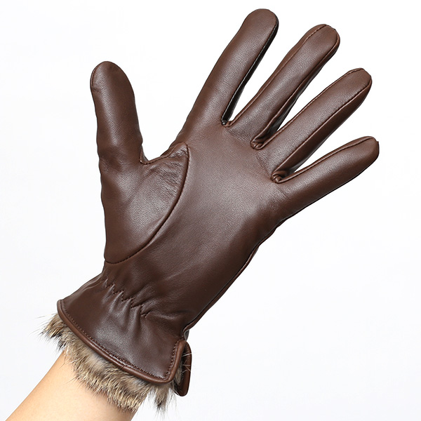  KURODA(クロダ) レディース 本革 レザー 手袋 スマホ対応 ラビットファー ブラウン 茶 茶色 暖かい シンプル 無地 かわいい 高級 おしゃれ 大人 女性 プレゼント クリスマス 誕生日 ギフト 羊革 ラムスキン 皮 てぶくろ