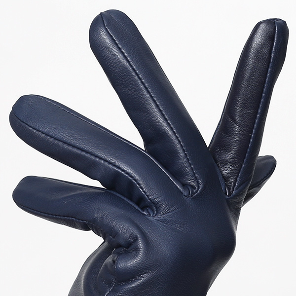  KURODA(クロダ) レディース 本革 レザー 手袋 スマホ対応 ラビットファー ブルー ネイビー 青色 暖かい シンプル 無地 かわいい 高級 おしゃれ 大人 女性 プレゼント クリスマス 誕生日 ギフト 羊革 ラムスキン 皮 てぶくろ