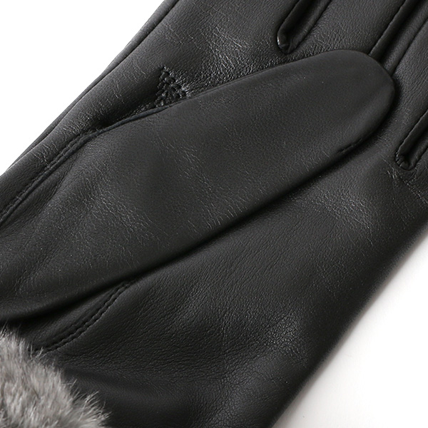  KURODA(クロダ) ラビットファー付き 本革手袋 レディース ブラック 黒 黒色 レザー 手袋 革手袋 結婚式 ドレス フォーマル おしゃれ 高級 大人 パーティー 皮 てぶくろ