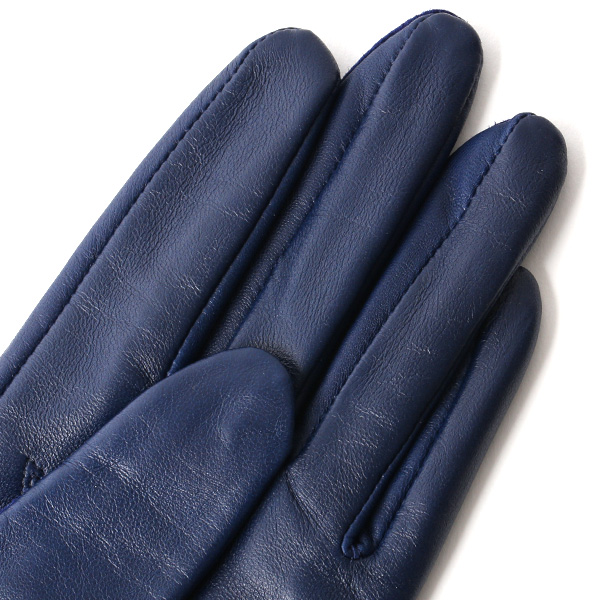  KURODA(クロダ) ラビットファー付き 本革手袋 レディース ブルー ネイビー 青色 レザー 手袋 革手袋 結婚式 ドレス フォーマル おしゃれ 高級 大人 パーティー 皮 てぶくろ