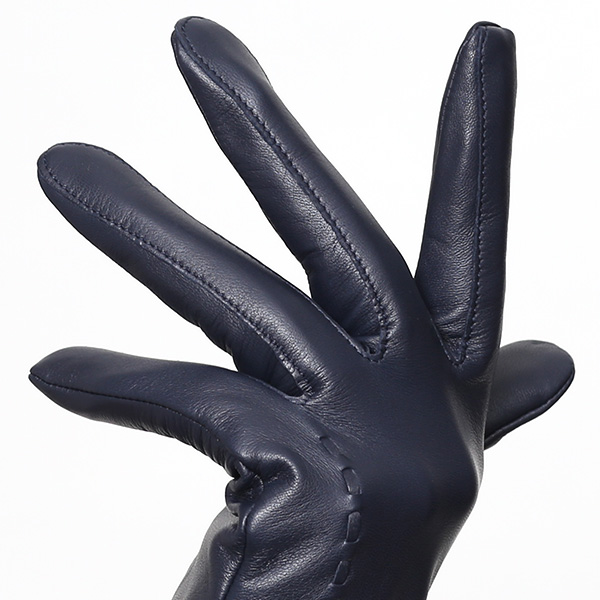  KURODA(クロダ) ラビットファー付き 本革手袋 レディース ブルー ネイビー 青色 レザー 手袋 革手袋 結婚式 ドレス フォーマル おしゃれ 高級 大人 パーティー 皮 てぶくろ