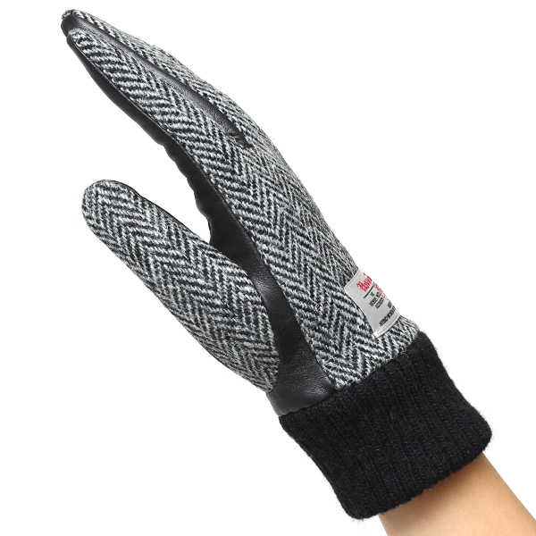  【ブランド化粧箱付き】 日本の老舗手袋ブランド KURODA(クロダ)製 ハリスツイード レディース 本革 手袋 グレー グレイ 灰色 かわいい 高級 おしゃれ 大人 女性 プレゼント クリスマス 誕生日 ギフト 化粧箱付き