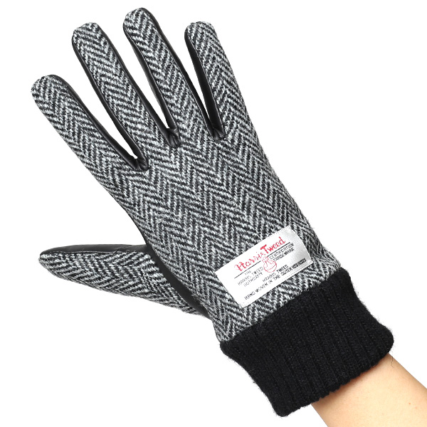  【ブランド化粧箱付き】 日本の老舗手袋ブランド KURODA(クロダ)製 ハリスツイード レディース 本革 手袋 グレー グレイ 灰色 かわいい 高級 おしゃれ 大人 女性 プレゼント クリスマス 誕生日 ギフト 化粧箱付き