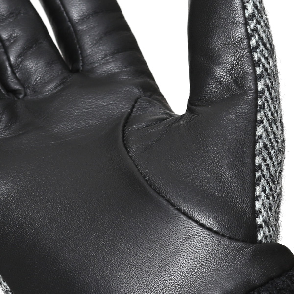  【ブランド化粧箱付き】 日本の老舗手袋ブランド KURODA(クロダ)製 ハリスツイード レディース 本革 手袋 グレー グレイ 灰色 かわいい 高級 おしゃれ 大人 女性 プレゼント クリスマス 誕生日 ギフト 化粧箱付き