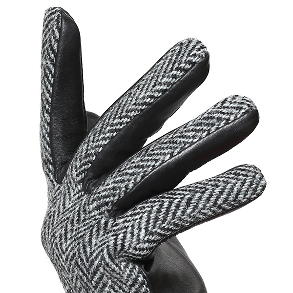  【ブランド化粧箱付き】 日本の老舗手袋ブランド KURODA(クロダ)製 ハリスツイード レディース 本革 手袋 グレー グレイ 灰色 かわいい 高級 おしゃれ 大人 女性 プレゼント クリスマス 誕生日 ギフト 化粧箱付き