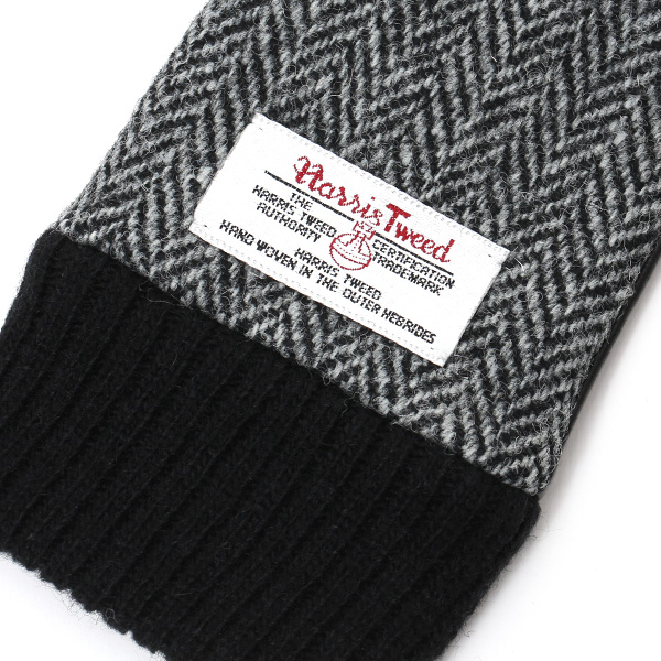  【ブランド化粧箱付き】 日本の老舗手袋ブランド KURODA(クロダ)製 ハリスツイード レディース 本革 手袋 グレー グレイ 灰色 かわいい 高級 おしゃれ 大人 女性 プレゼント クリスマス 誕生日 ギフト 化粧箱付き